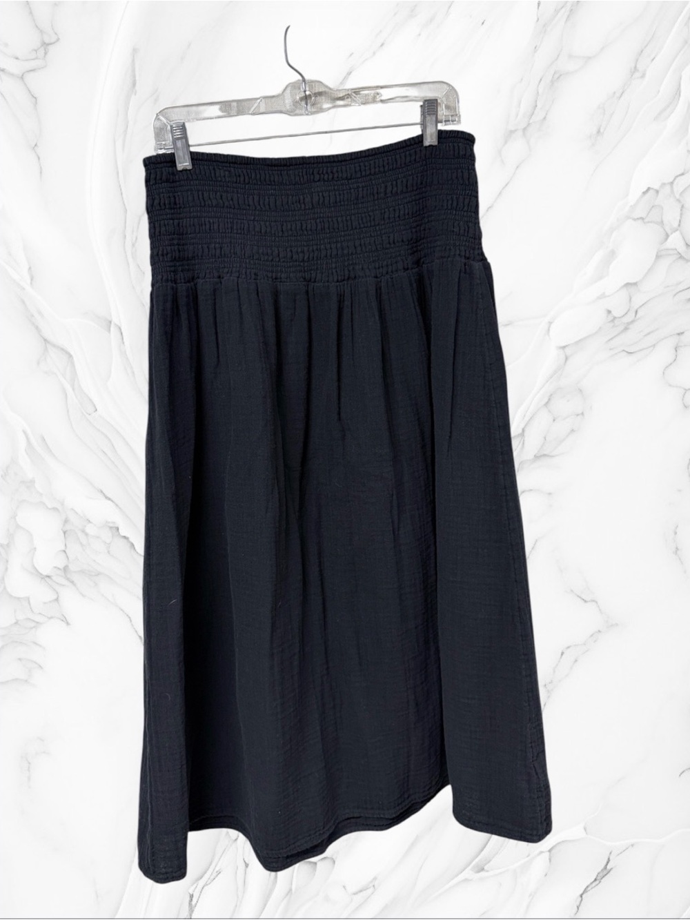 Old Navy Black Smocked gauzy Midi Skirt large petite